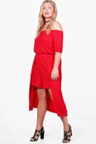 Boohoo Plus Katie Off The Shoulder Playsuit Red