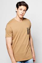 Boohoo Longline Zip Detail T Shirt With Scoop Hem Camel