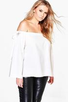 Boohoo Plus Carla Off The Shoulder Siplt Sleeve Top