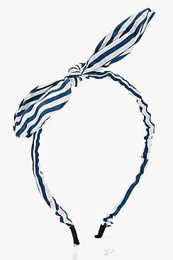 Boohoo Laila Bow Detail Stripe Headband