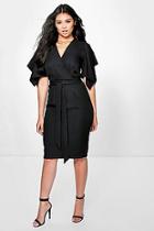 Boohoo Ava Woven Wrap Tie Dye Midi Dress