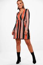 Boohoo Plus Katy Stripe Wrap Dress