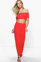 Boohoo Alisha Off Shoulder Cut Out Maxi Dress