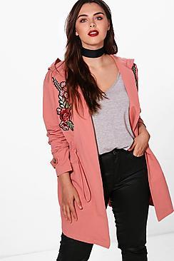 Boohoo Plus Emily Embroidered Lightweight Parka