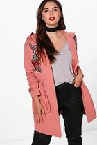 Boohoo Plus Emily Embroidered Lightweight Parka