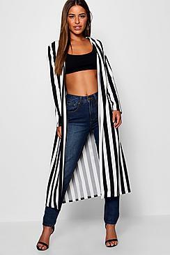 Boohoo Petite Bella Contrast Stripe Belted Duster