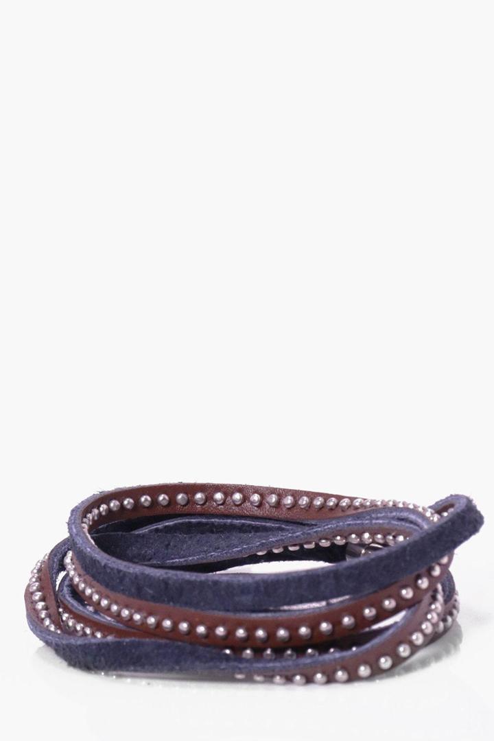Boohoo Leather Wrap Bracelet Brown
