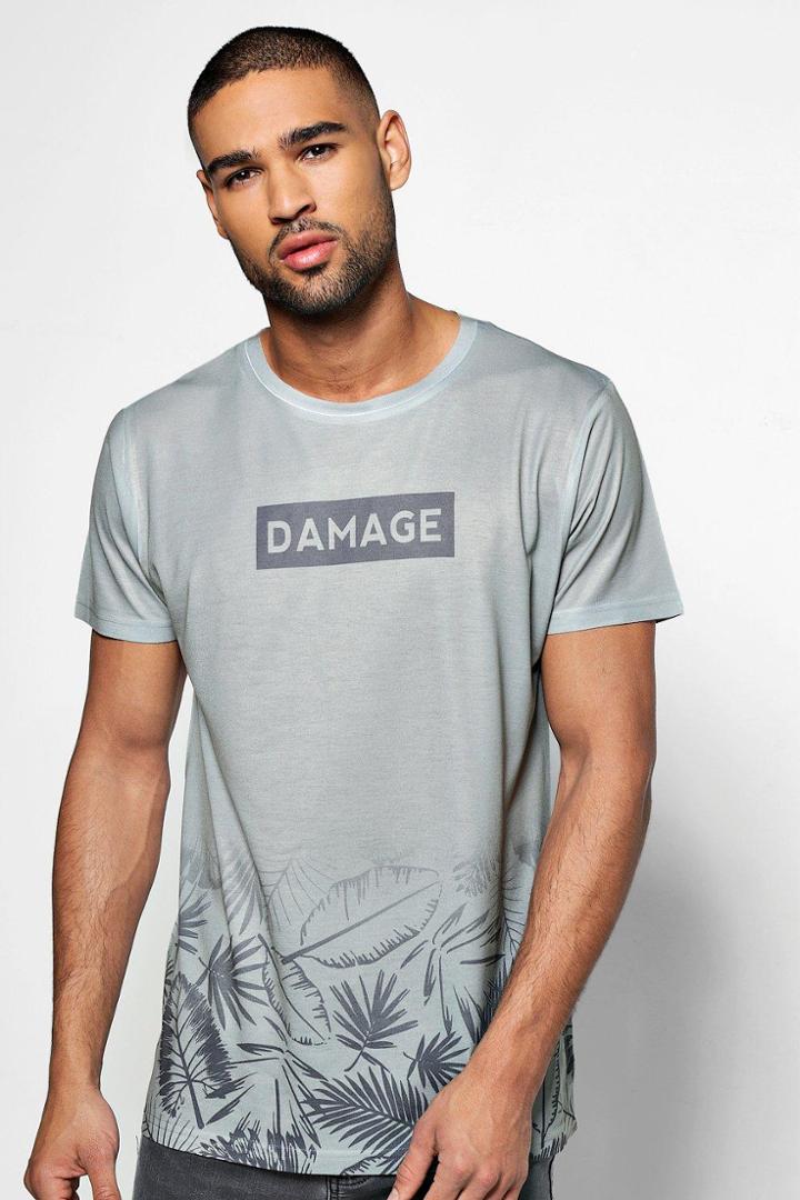 Boohoo Damage Sublimation Print T Shirt Khaki