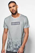 Boohoo Damage Sublimation Print T Shirt Khaki
