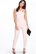 Boohoo Jennie Cut Out Strappy Textured Jumpsuit