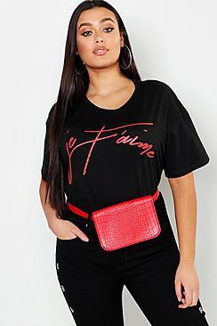 Boohoo Plus Je'taime Slogan T-shirt