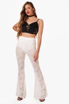 Boohoo Roselle Flared Lace Trousers Ivory