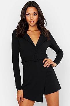 Boohoo Tall Self Fabric Belt Skort Playsuit