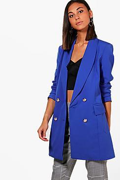 Boohoo Premium Silver Button Longline Blazer