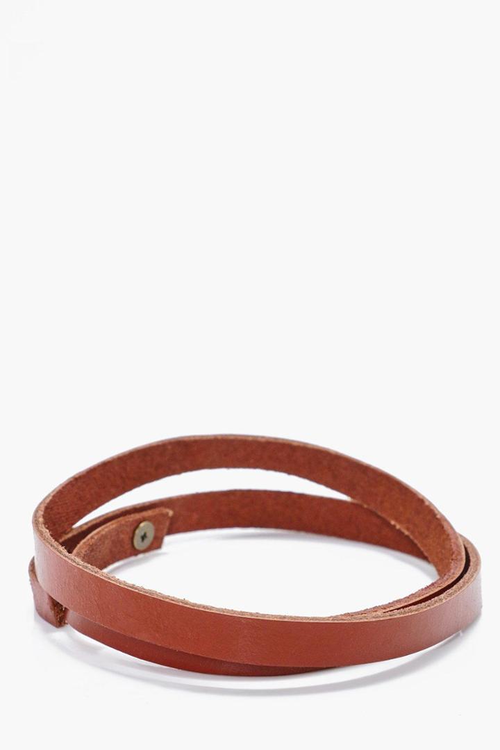 Boohoo Faux Leather Wrap Bracelet Brown