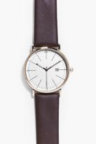 Boohoo Classic Round Face Watch Brown