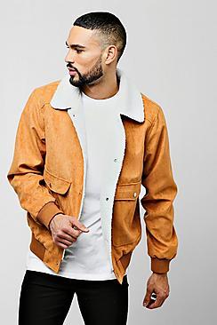 Boohoo Borg Collar Faux Suede Aviator