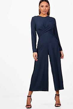 Boohoo Wrap Front Woven Jumpsuit
