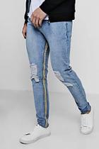 Boohoo Skinny Fit Rigid Jeans With Inside Taping