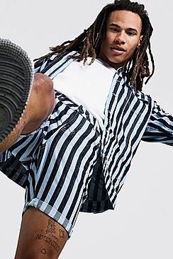Boohoo Tonal Stripe Detail Denim Jacket