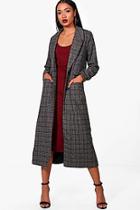 Boohoo Sophie Maxi Check Wool Coat