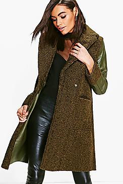 Boohoo Elizabeth Bonded Faux Fur Midi Coat