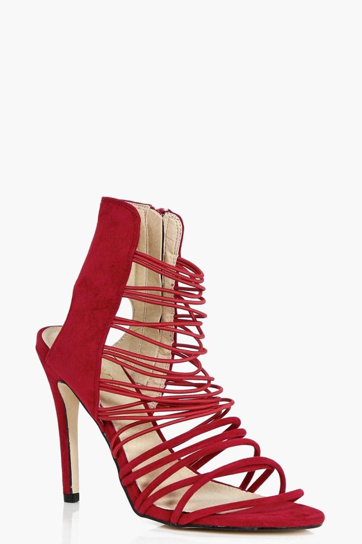 Boohoo Mya Cage Elastic Banded Heel Red