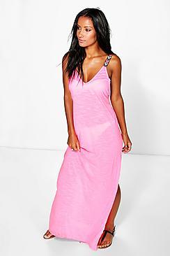 Boohoo Eliza Embroidered Strap Maxi Beach Dress