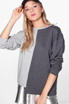 Boohoo Nora Spliced Split Hem Sweat Grey