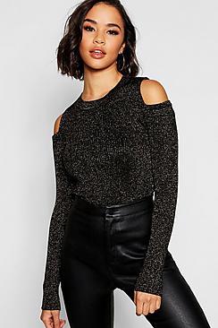 Boohoo Round Neck Cold Shoulder Jumper