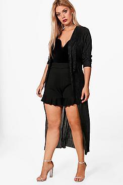 Boohoo Plus Arabella Pleated Duster Coat