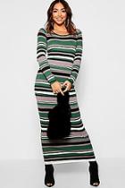Boohoo Horizontal Stripe Knit Maxi Dress