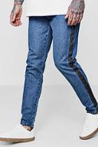 Boohoo Skinny Fit Denim Jeans With Aztec Side Tape