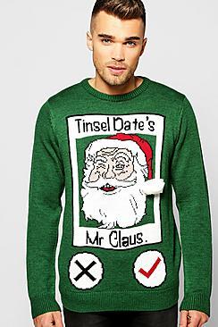 Boohoo Tinsel Date Christmas Jumper