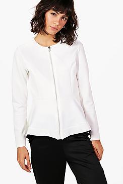 Boohoo Gracie Zip Up Peplum Jacket