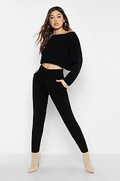 Boohoo Off The Shoulder Crop Knit Set
