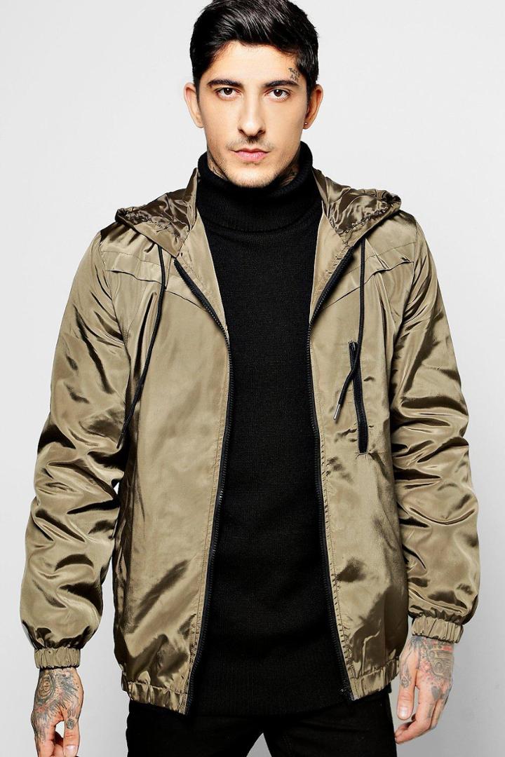 Boohoo Zip Through Hooded Cagoule Khaki