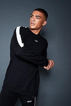 Boohoo Crew Sweater With Contrast Sleeve Panel