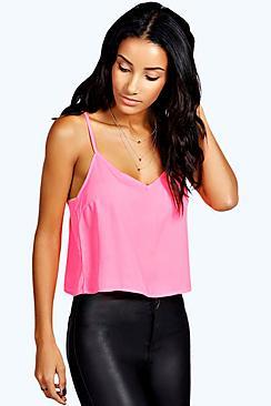 Boohoo Nicole V Neck Crop Woven Cami