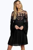 Boohoo Boutique Carmen Lace Wide Sleeve Dress