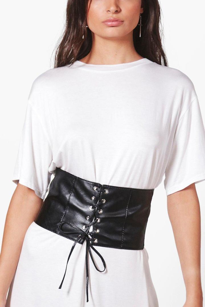 Boohoo Lydia Panelled Corset Belt Black