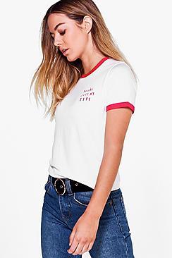 Boohoo Petite Fran Just My Type Slogan Tee
