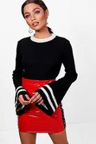 Boohoo Camilla Contrast Tipped Rib Knitted Top