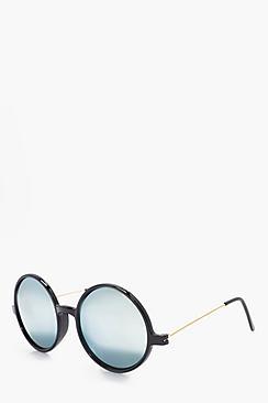 Boohoo Round Frame Sunglasses With Gold Lense