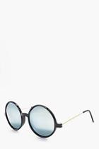 Boohoo Round Frame Sunglasses With Gold Lense
