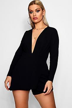 Boohoo Plus Bethany V Neck Skort Playsuit