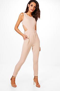 Boohoo Side Cut Out Skinny Leg Jumpsuit