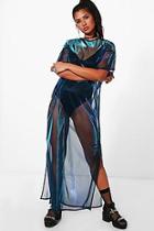 Boohoo Rosa Metallic Mesh Maxi Dress