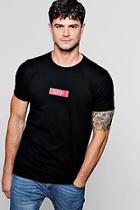 Boohoo Man Red Box Logo Printed T-shirt