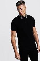 Boohoo Animal Print Collar Short Sleeve Polo